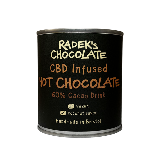 metal tin containing hot chocolate